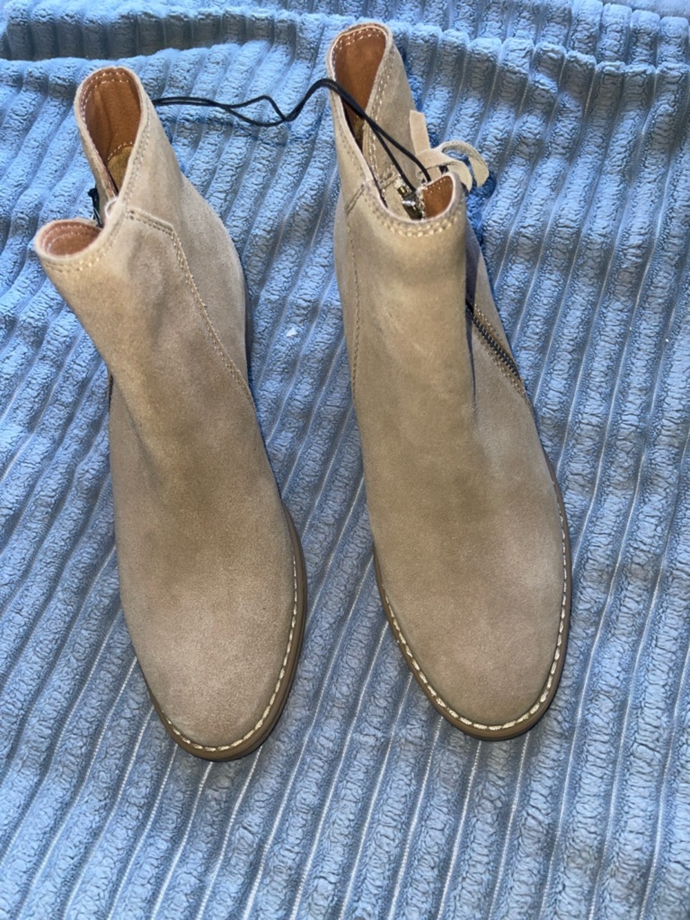 White Mountain Taupe Suede Side-Zip Ankle Booties - Picture 6 of 6